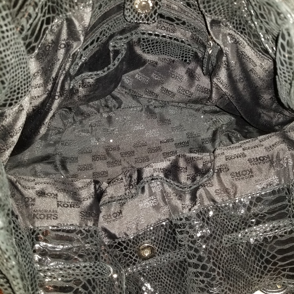 Michael Michael Kors Black Python Embossed Leathe… - image 3